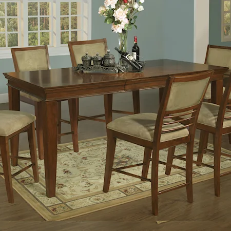 Gianna Contemporary Gathering Height  Dining Table in a Warm Walnut Finish